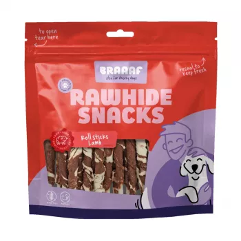 Braaaf Rawhide Roll Sticks Lamm & Fisch - 25 St.