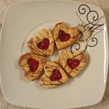 Herz Hildaplätzchen handgefertigt mit Gelee