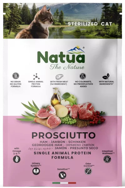 Natua Trockenfutter für Sterilisierte Katzen Schinken 1500 g