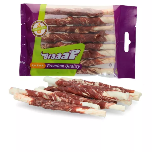 Braaaf Rawhide Roll Sticks Lamm & Fisch - 8 St.